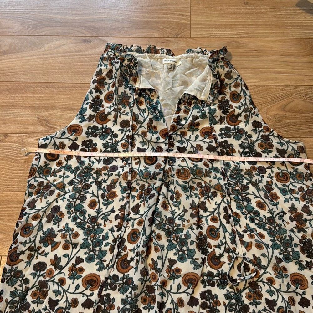 Max Studio double layer floral blouse size small Perfect for summertime or eve - Picture 4 of 6